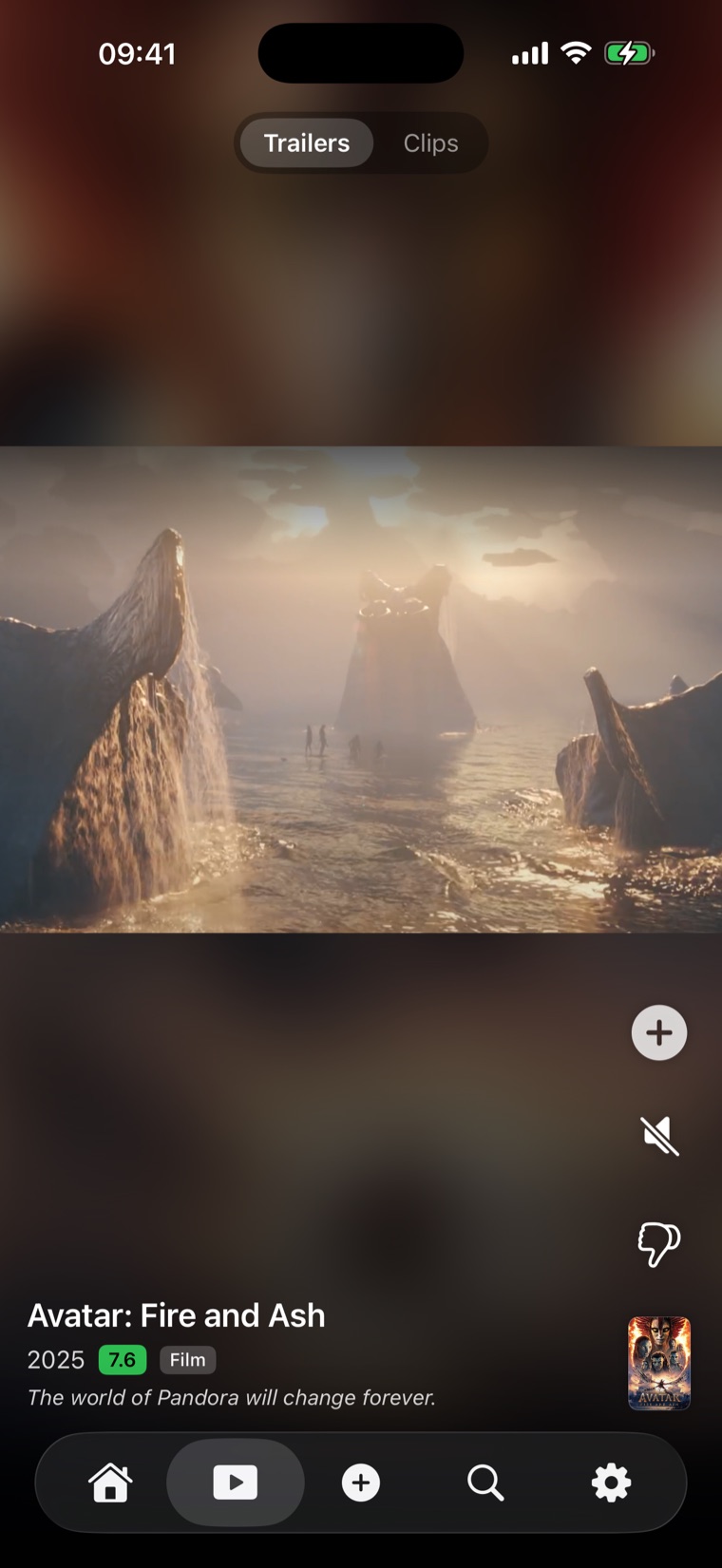 Full-screen vertical trailer feed